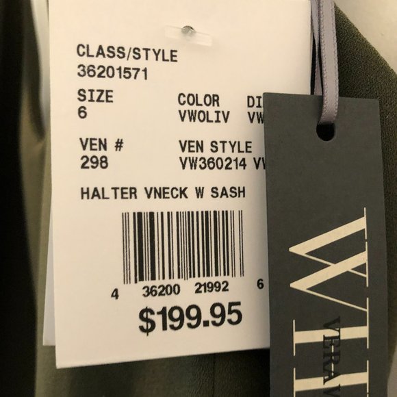 V Neck Halter Gown with Sash- Vera Wang Bridesmaid - Picture 4 of 4